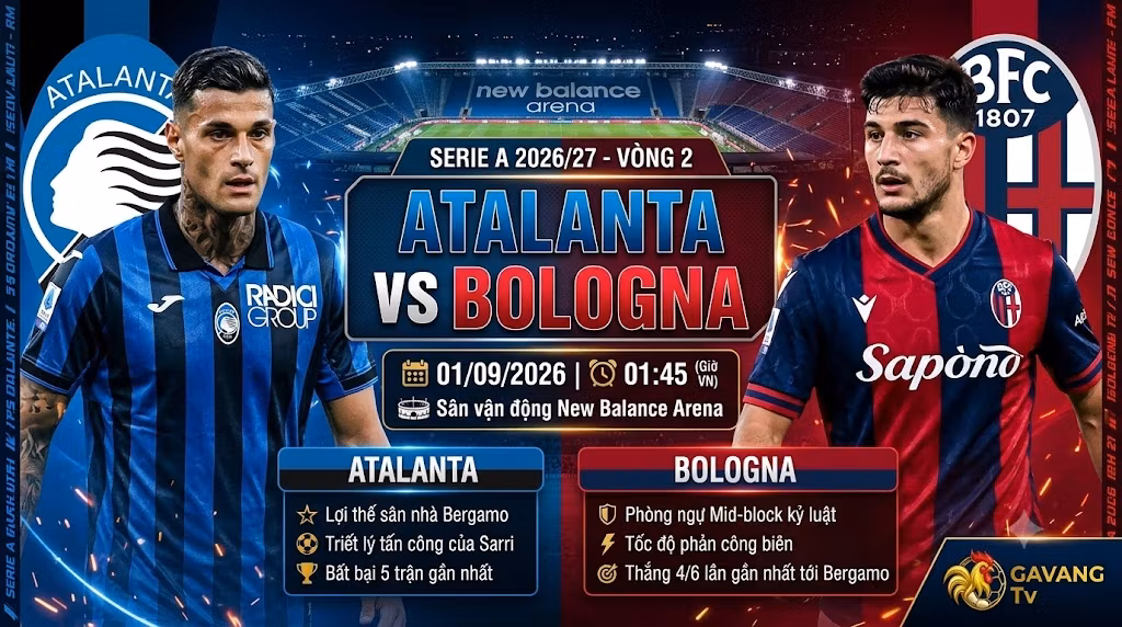 Nhận định Atalanta vs Bologna (01h45, 1/9) – Vòng 2 Serie A